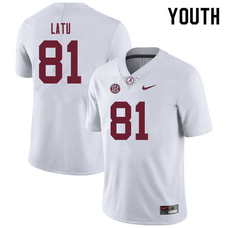 Alabama Crimson Tide Youth Cameron Latu #81 White NCAA Nike Authentic Stitched 2019 College Football Jersey BO16S76QJ